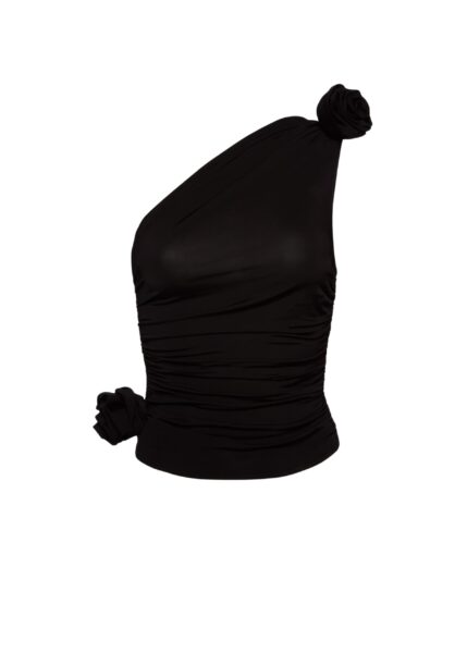 Magda Butrym One shoulder tshirt in black