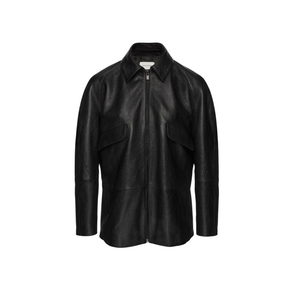 Magda Butrym Overshirt zipped leather jacket in black