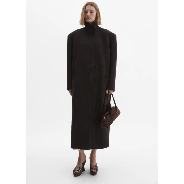 Magda Butrym Oversize cashmere coat with stand collar in brown, view 2
