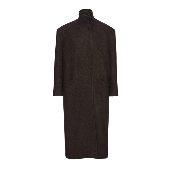 Magda Butrym Oversize cashmere coat with stand collar in brown