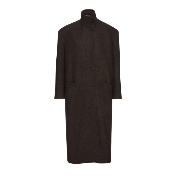 Magda Butrym Oversize cashmere coat with stand collar in brown