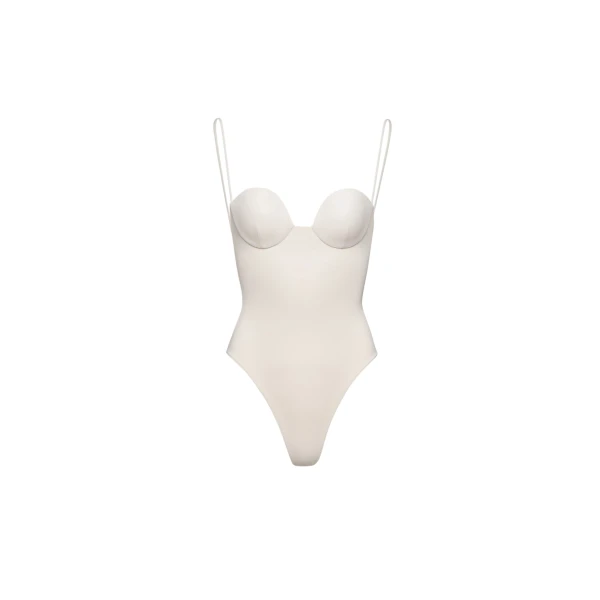 Magda Butrym Retro bustier swimsuit in cream
