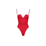 Magda Butrym Retro bustier swimsuit in red