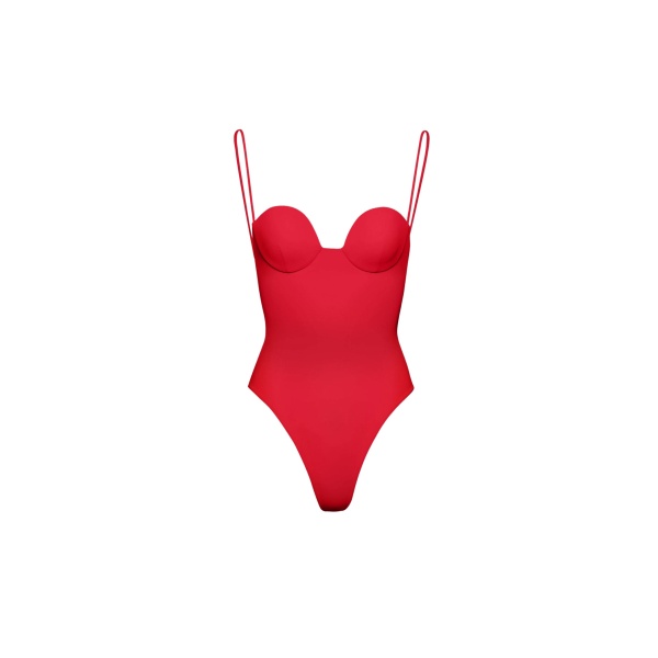 Magda Butrym Retro bustier swimsuit in red