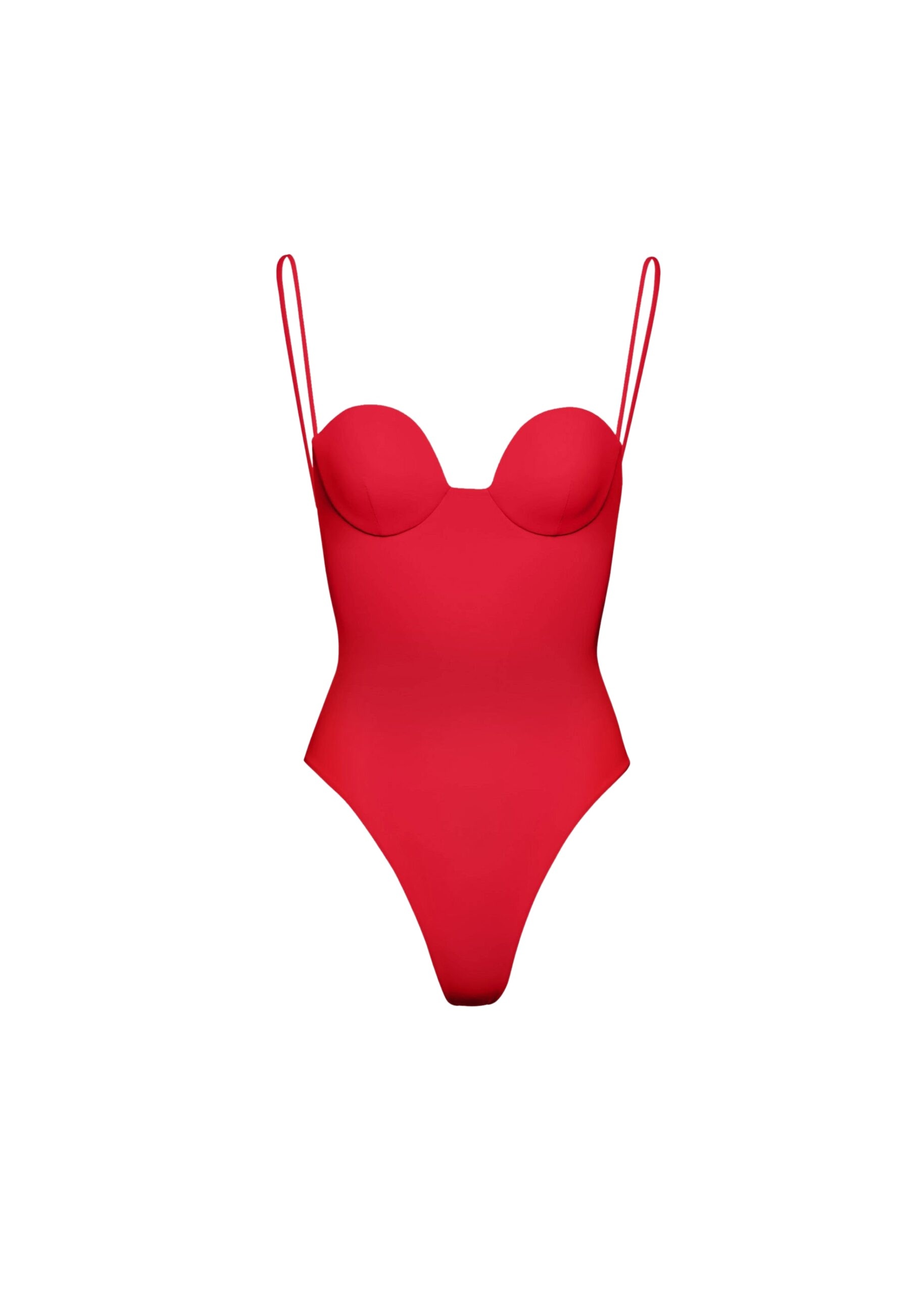 Magda Butrym Retro bustier swimsuit in red