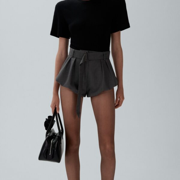 Magda Butrym Ribbed short sleeve bodysuit in black, view 2