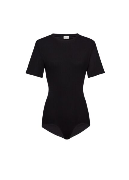 Magda Butrym Ribbed short sleeve bodysuit in black