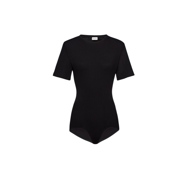 Magda Butrym Ribbed short sleeve bodysuit in black