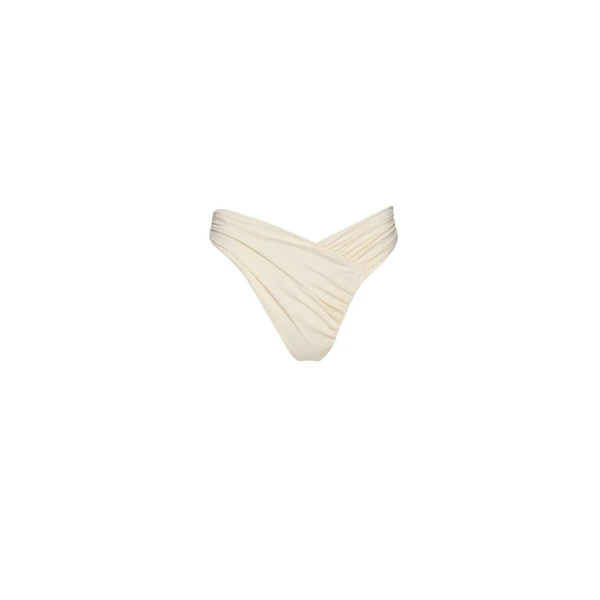 Magda Butrym Ruched asymmetric swim bottom in cream