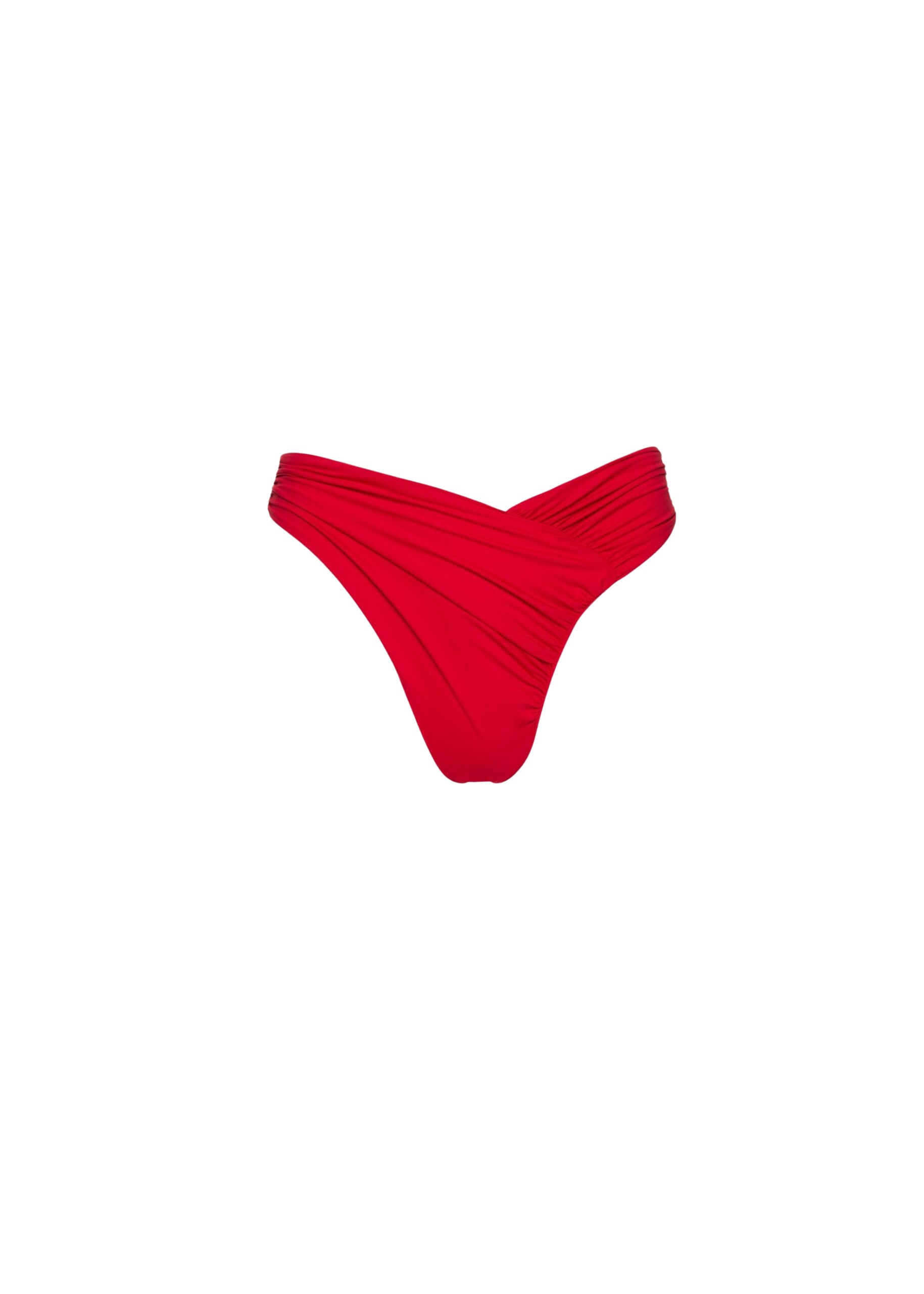 Magda Butrym Ruched asymmetric swim bottom in red