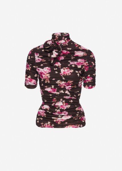 Magda Butrym Ruched floral silk-blend top in brown print