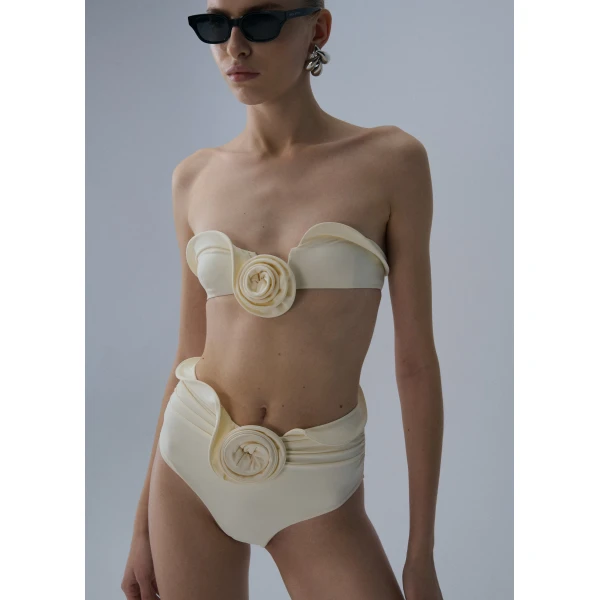 Magda Butrym Sculpted waist swim bottom in cream, view 2