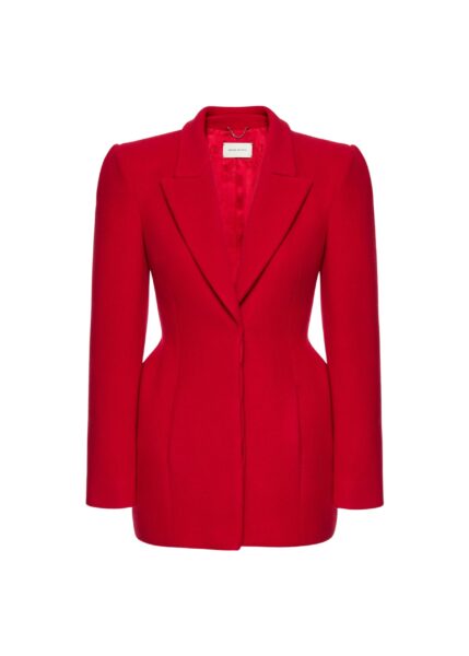 Magda Butrym Sculpted wool hourglass blazer in red