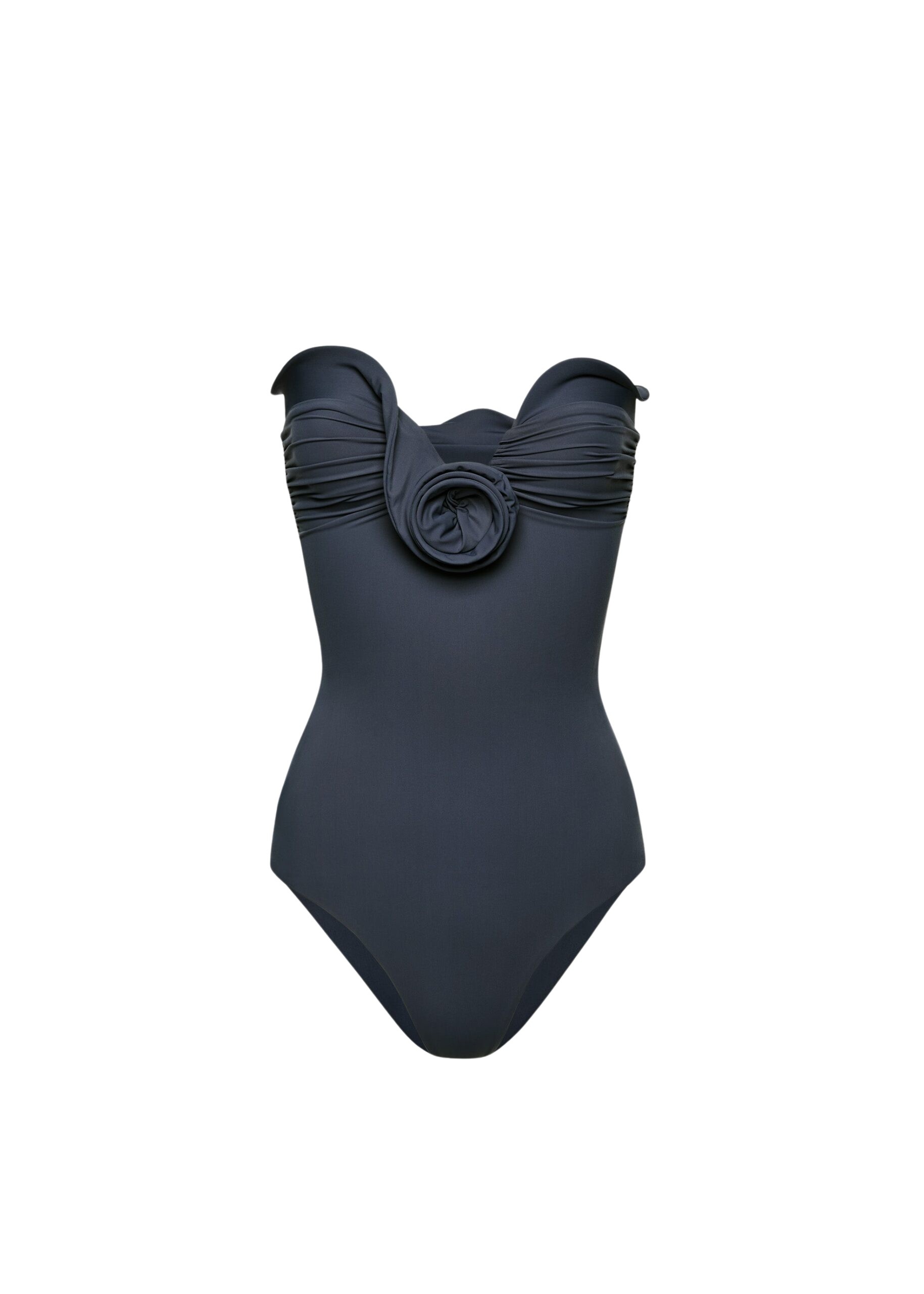 Magda Butrym Sculptural rose bustier swimsuit in grey