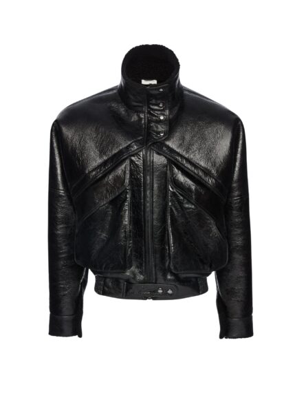 Magda Butrym Shearling bomber jacket in black patent leather