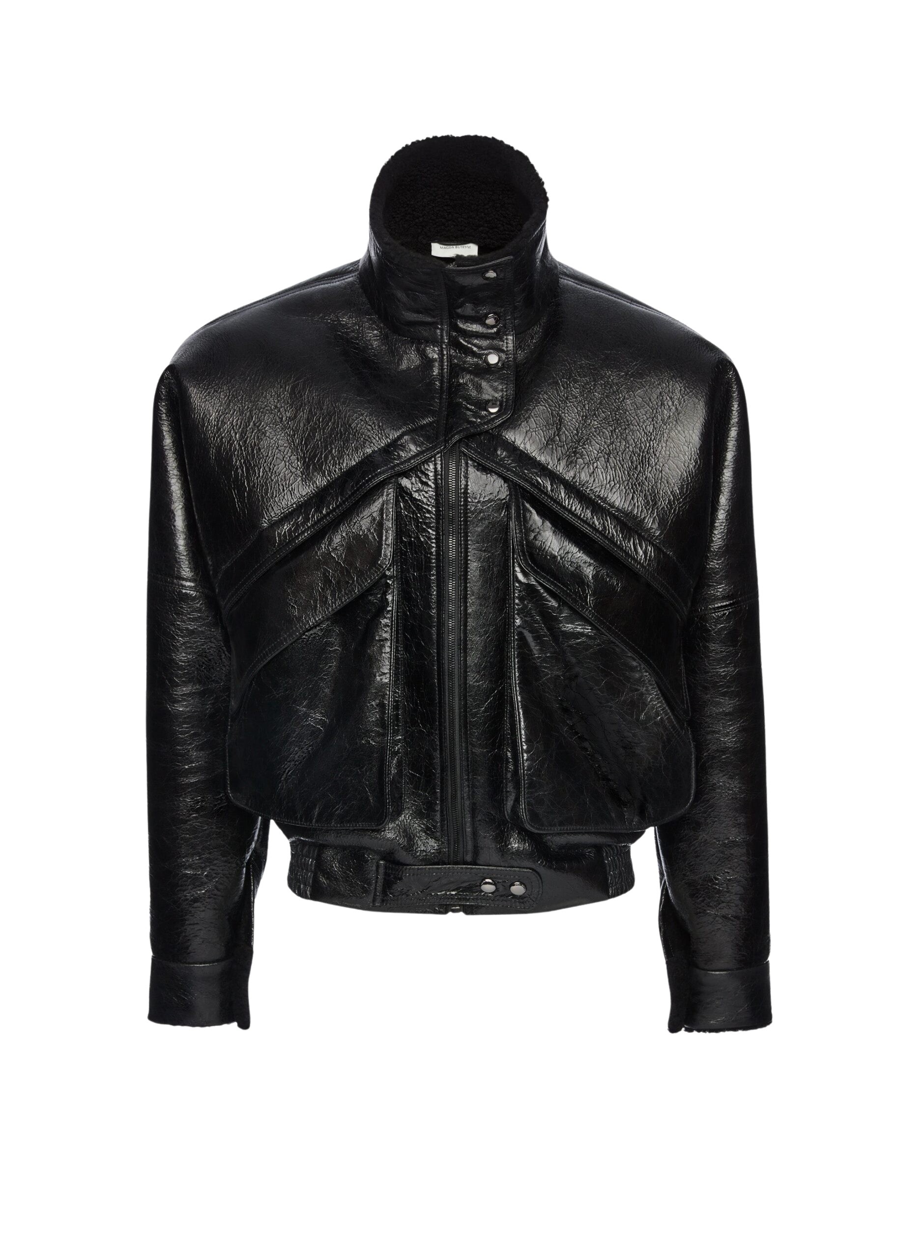 Magda Butrym Shearling bomber jacket in black patent leather