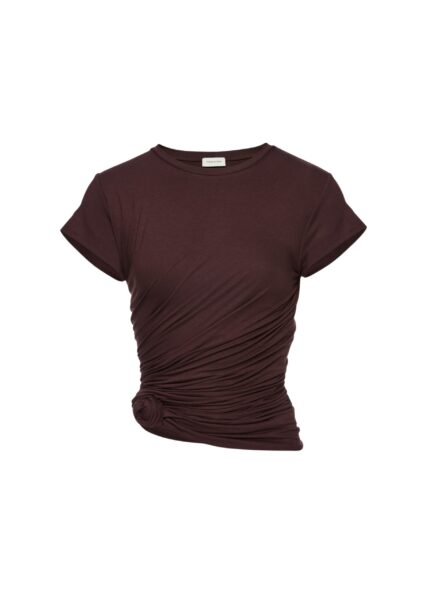Magda Butrym Side-knot draped t-shirt in brown