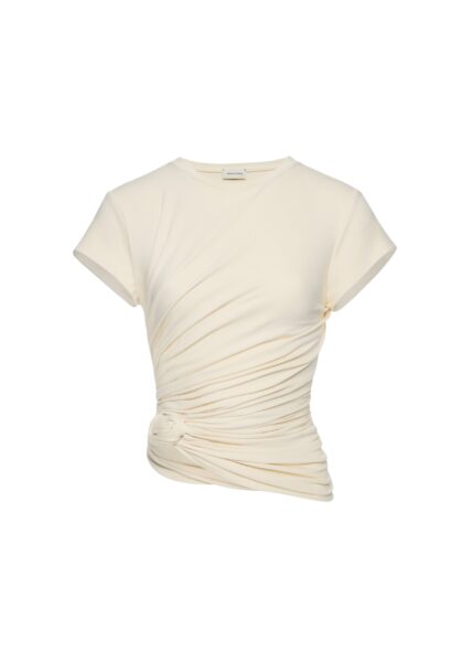 Magda Butrym Side-knot draped t-shirt in cream