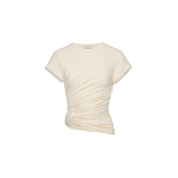 Magda Butrym Side-knot draped t-shirt in cream
