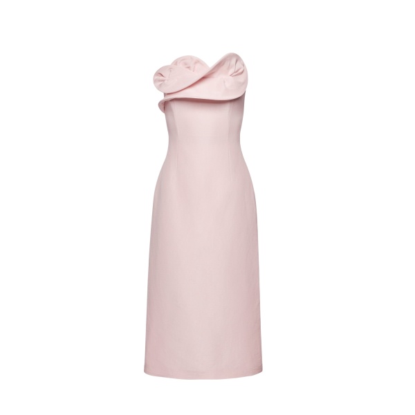 Magda Butrym Silk corset dress with sculptural neckline in blush pink