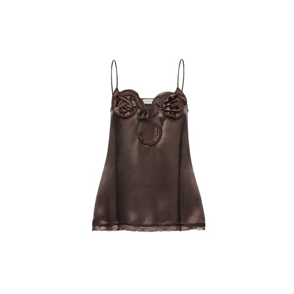 Magda Butrym Silk rose camisole in brown