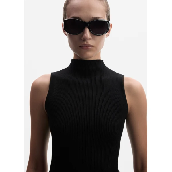 Magda Butrym Sleeveless ribbed knit top in black, view 3