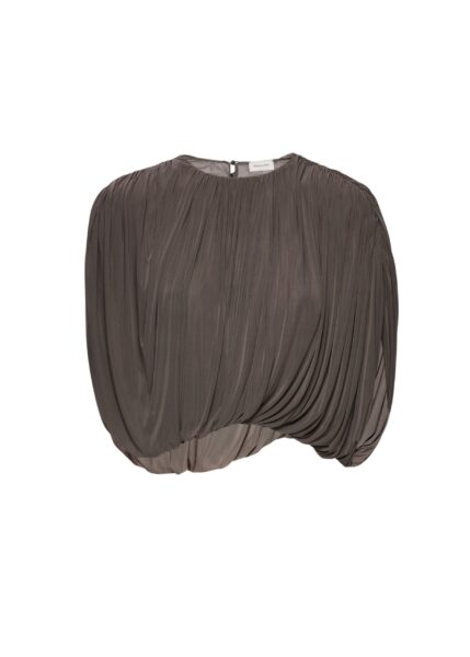 Magda Butrym Sleeveless ruched bubble top in brown