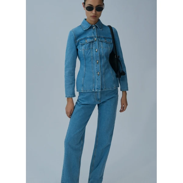 Magda Butrym Straight-leg denim pants in sky blue, view 2