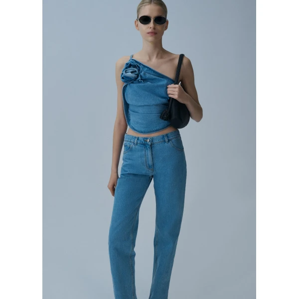 Magda Butrym Straight-leg denim pants in sky blue, view 3