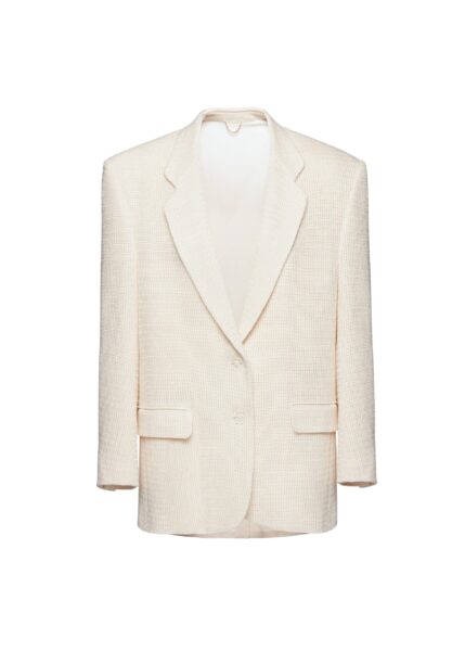Magda Butrym Tailored oversized handwoven blazer in cream