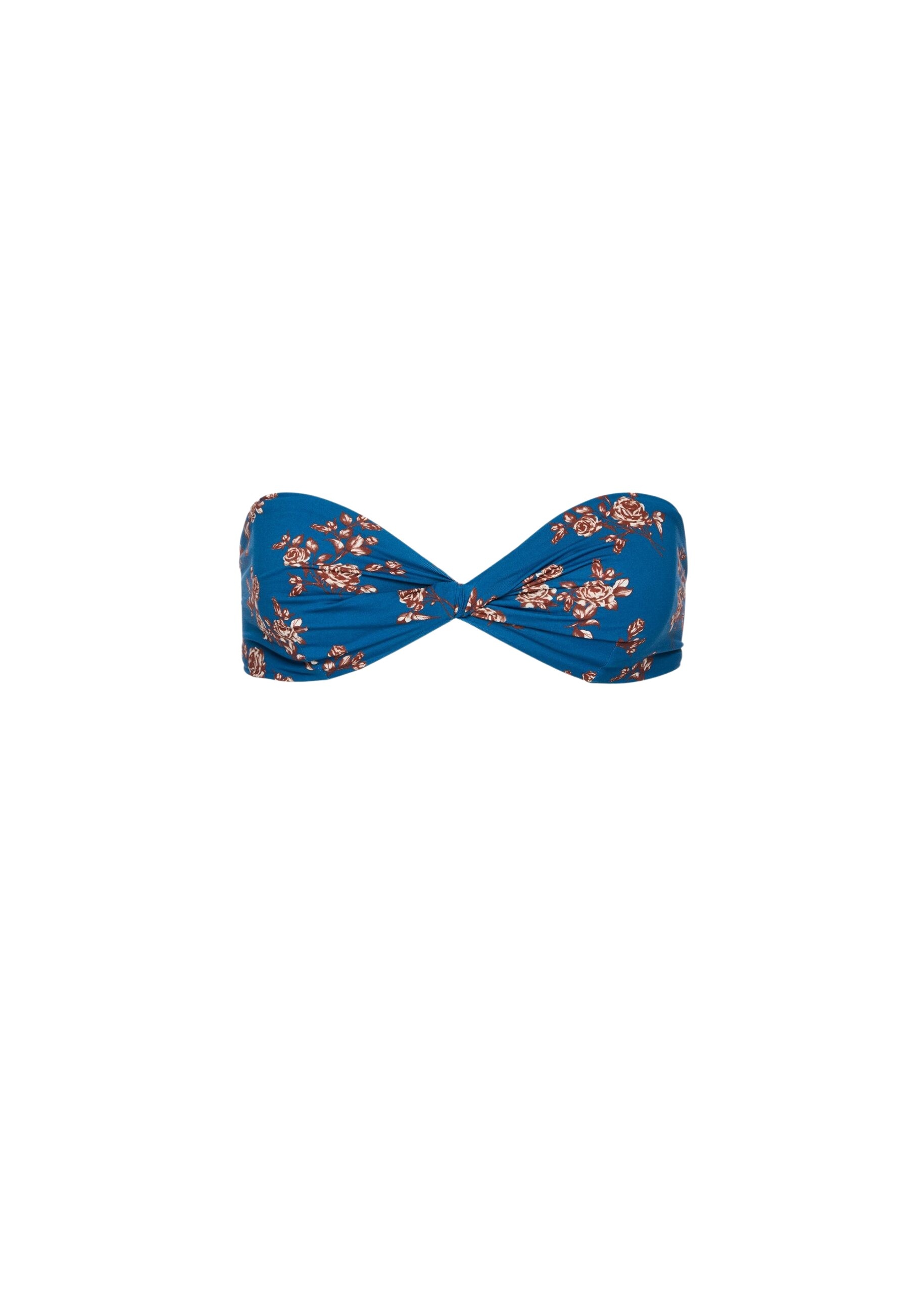 Magda Butrym Twisted bandeau swim top in blue floral print