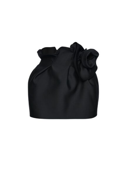 Magda Butrym Wool and silk flower-detail mini skirt in black