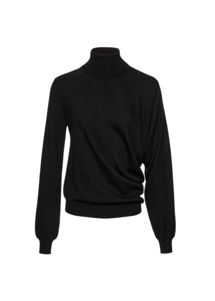Magda Butrym Wool draped turtleneck in black