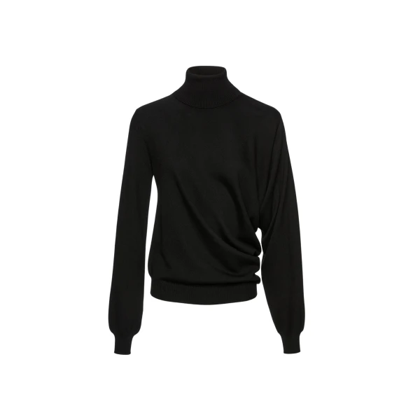 Magda Butrym Wool draped turtleneck in black Knit