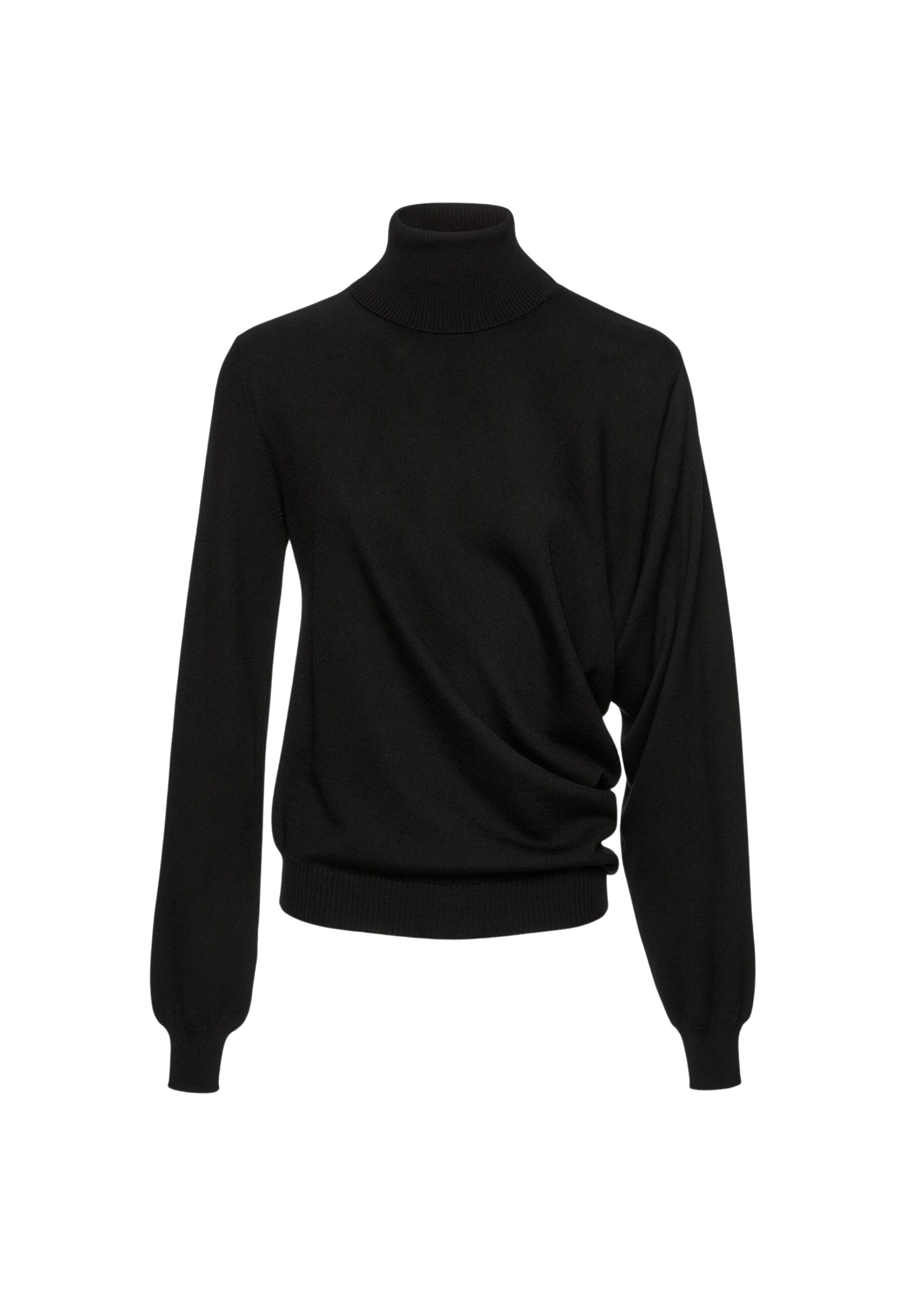 Magda Butrym Wool draped turtleneck in black Knit
