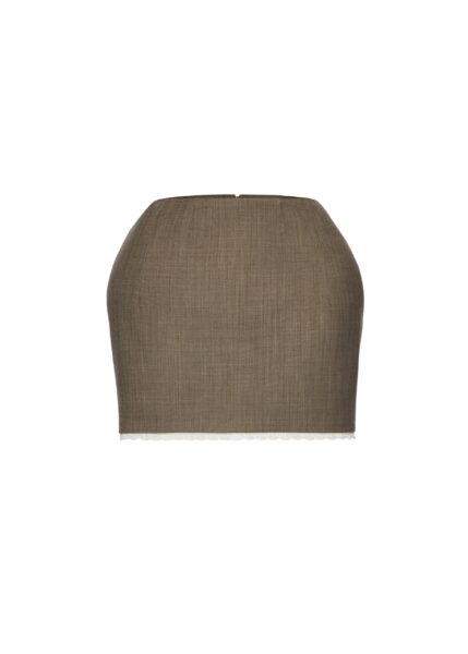 Magda Butrym Wool mini skirt with lace trim in beige