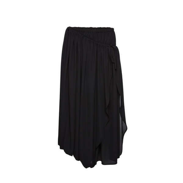 Magda Butrym Wrap-detail midi skirt with tie fastening in black
