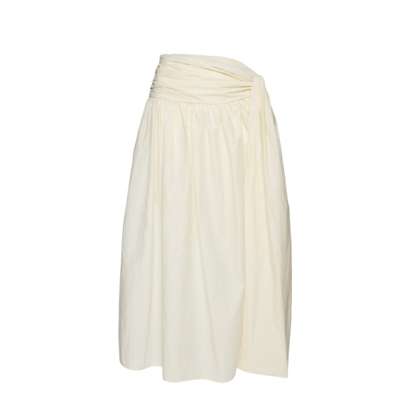 Magda Butrym Wrap-tie midi skirt with gathered hem in cream