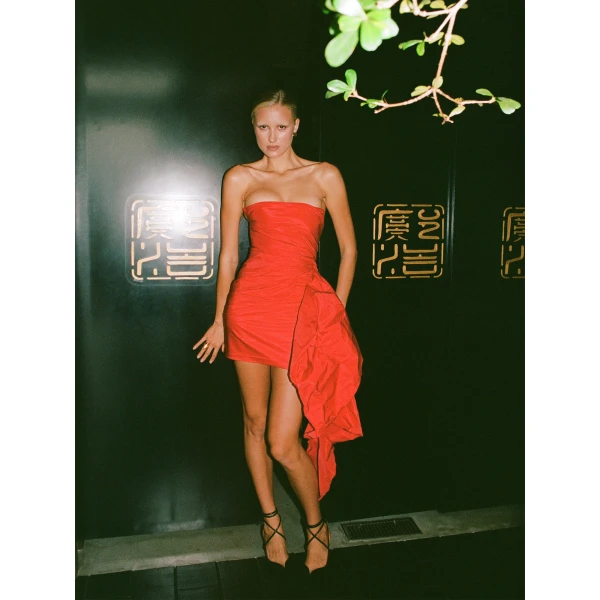Maria Lucia Hohan Karime Gown in Red, view 3
