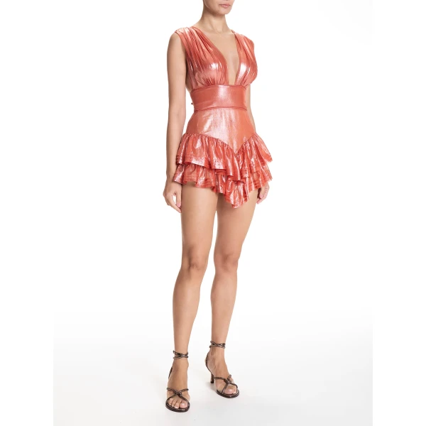 Maria Lucia Hohan Latonya Mini Dress in Blood Orange, view 3
