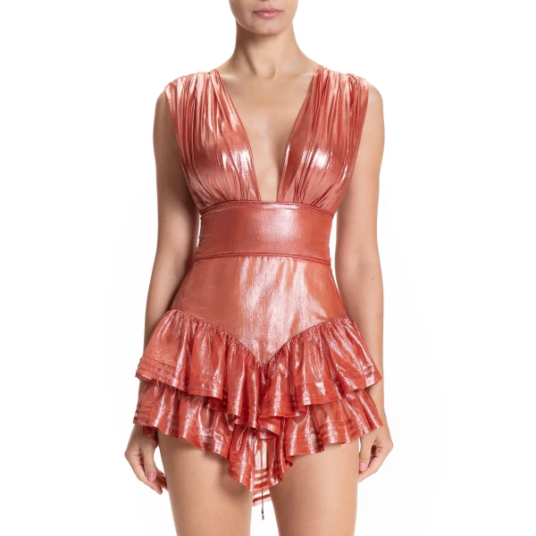 Maria Lucia Hohan Latonya Mini Dress in Blood Orange, view 5