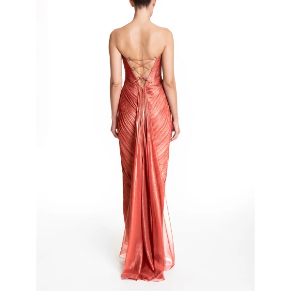 Maria Lucia Hohan Rachel Gown in Blood Orange, view 4