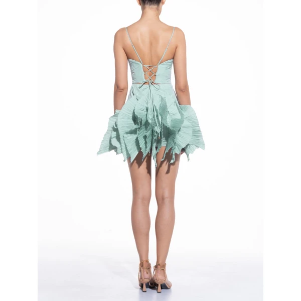 Maria Lucia Hohan Riri Mini Dress in Aqua, view 4