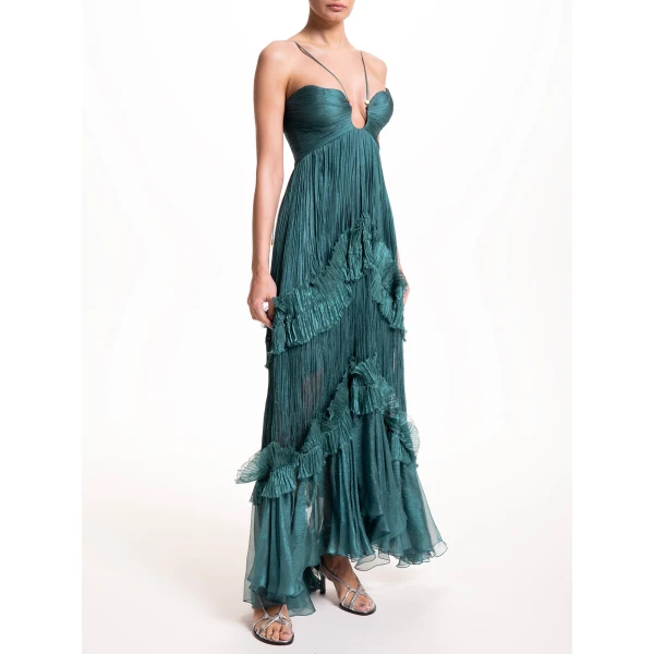 Maria Lucia Hohan Roxene Gown in Teal, view 3