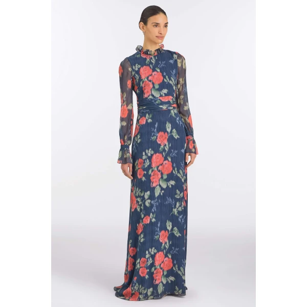 Markarian Adelaide Red Bloom Chiffon Gown, view 2