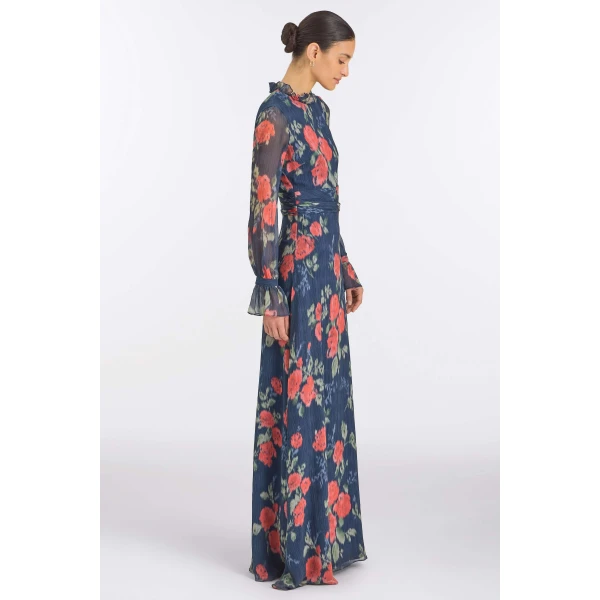 Markarian Adelaide Red Bloom Chiffon Gown, view 3