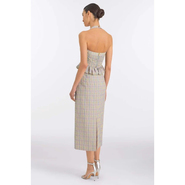 Markarian Betsy Pastel Plaid Midi Skirt, view 4