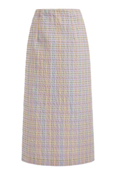 Markarian Betsy Pastel Plaid Midi Skirt