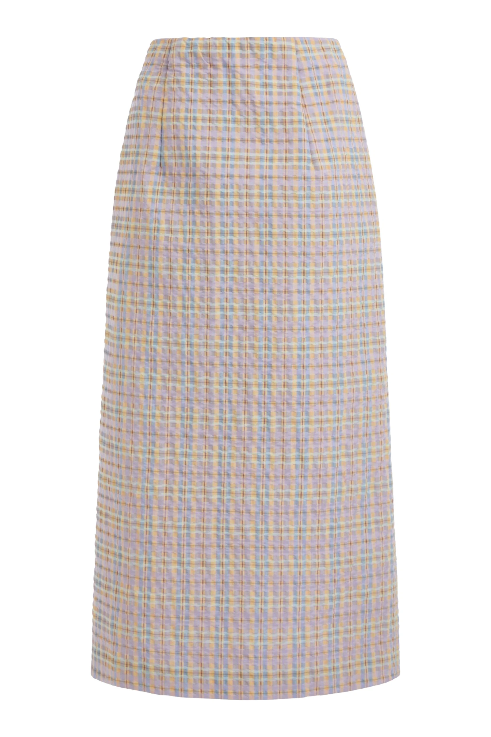 Markarian Betsy Pastel Plaid Midi Skirt
