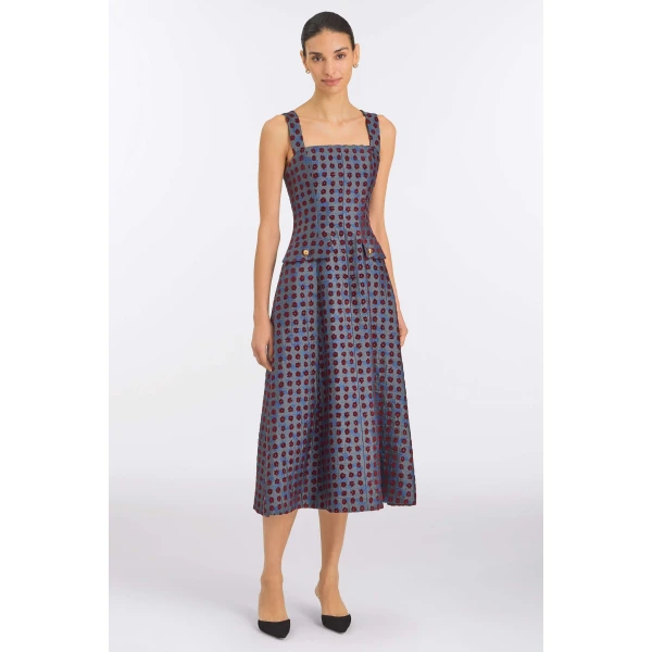 Markarian Birdie Teal Tapestry Midi Dress, view 2
